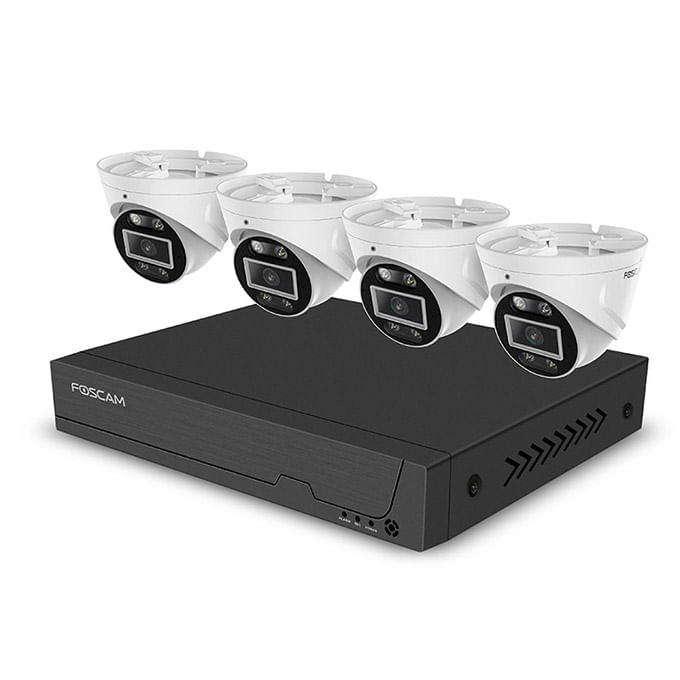 Foscam Set telecamera di sicurezza FOSCAM FNA108E-T4-2T 4 telecamere con registratore Bianco Foscam FNA108E-T4-2T kit di videosorveglianza Cablato 8 c