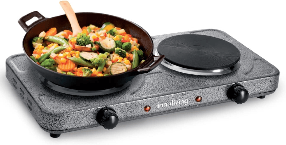 Piastra Elettrica Doppia Per Cucinare,Inn-748, Piano Cottura Elettrico 2000W, 5 Livelli Di Cottura, 2 Piastre Da 15,5Cm