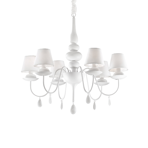 Ideal Lux Lampadario Shabby Chic-Provenzale Blanche Metallo Bianco 6 Luci E14 Ideal Lux BLANCHE SP6 illuminazione da soffitto E14 240 W