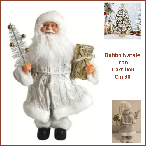 Babbo natale bianco decorativo con carillion musicale addobbi natalizi decorazioni natalizie per albero vintage santa clause arredare casa