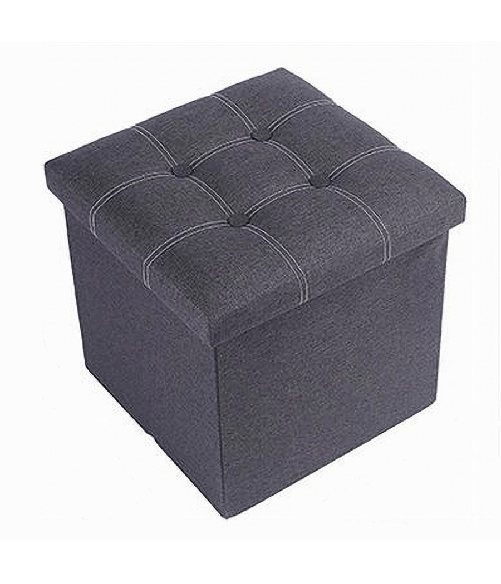 Cleafe-pouff Puff Pouf Contenitore Imbottito Portaoggetti Seduta Grigio 30x30x30cm 79422 -