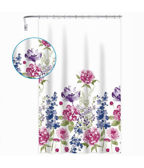 Cleafe-tenda Per Doccia Bagno Stampa Garden Fiori Floreale 180x200cm Con 12 Ganci 87569 -