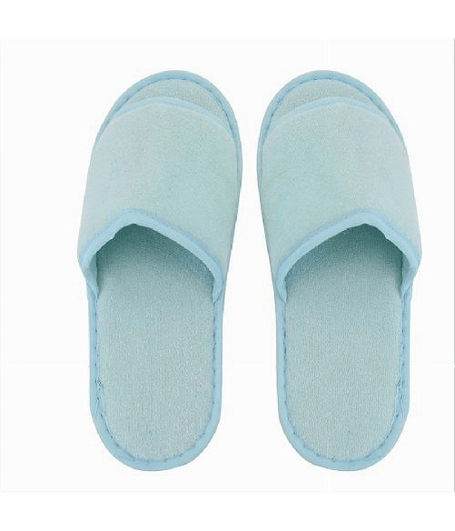 Cleafe-coppia Pantofole Ciabatte Bagno Tessuto Azzurro Taglia 39-45 Stanza Hotel 79682 -