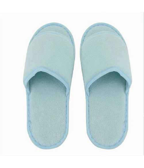 Cleafe-coppia Pantofole Ciabatte Bagno Tessuto Azzurro Taglia 35-40 Stanza Hotel 79676 -