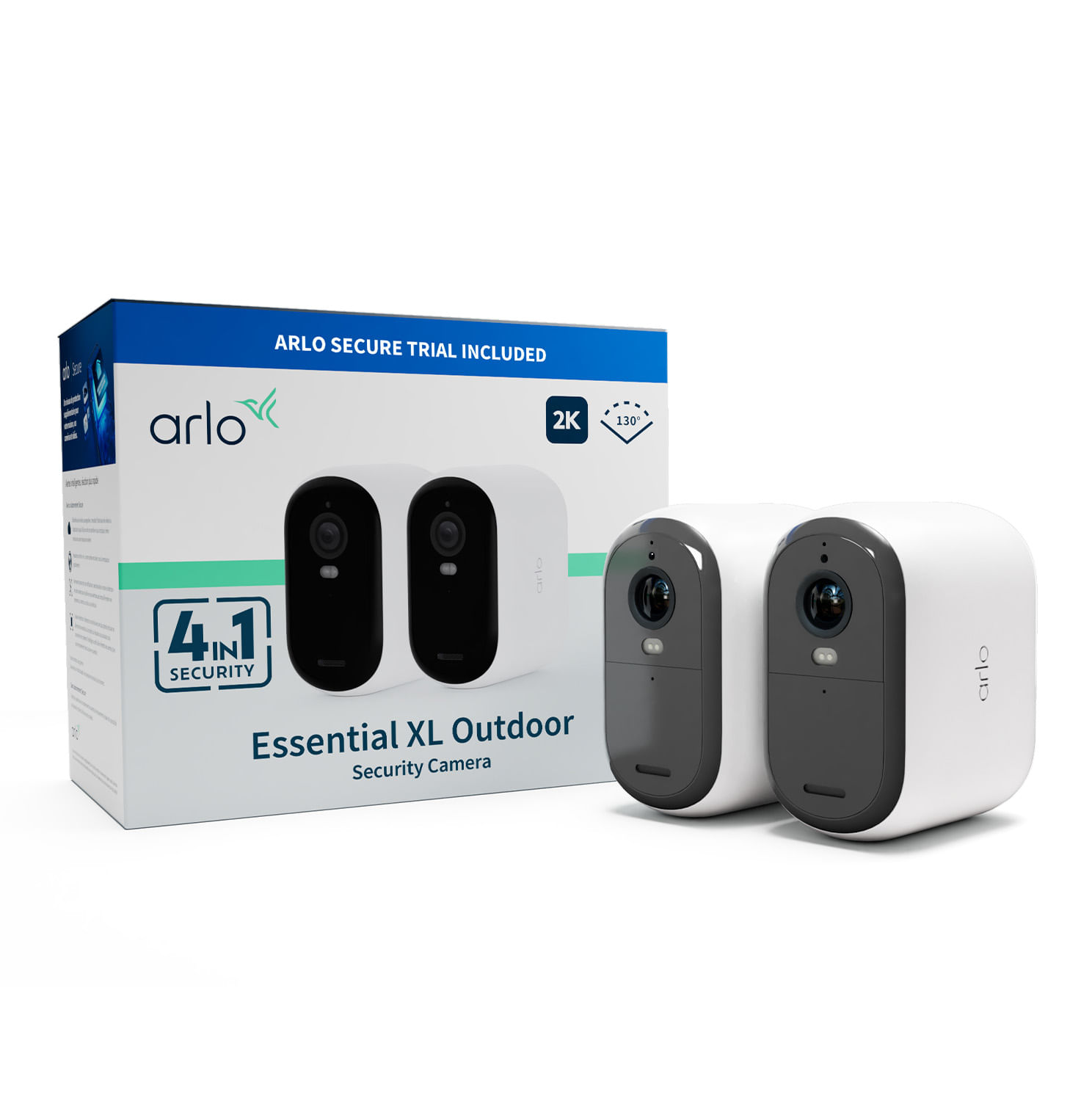 Arlo Telecamera per esterni Arlo Essential 2 XL 2K per esterni - set da 2 bianco Arlo Essential Telecamera di sorveglianza per esterni 2K XL, pacco da