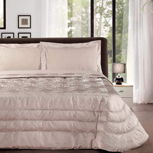 NAPOLI COLLEZIONE MON AMOUR ELEGANTE TRAPUNTA MATRIMONIALE COTONE E POLIESTERE COLORE TORTORA