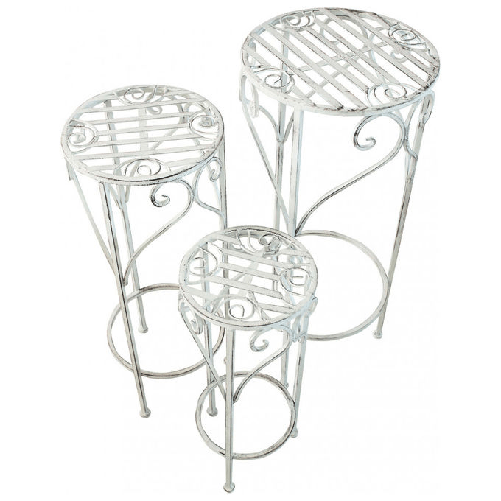 COSMA Set Di 3 Fioriere Valerie Bianco Antico