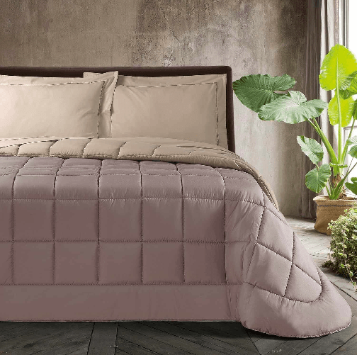 PROCIDA COLLEZIONE MON AMOUR ELEGANTE TRAPUNTA MATRIMONIALE IN POLIESTERE DOUBLE FACE COLORE CORDA TORTORA
