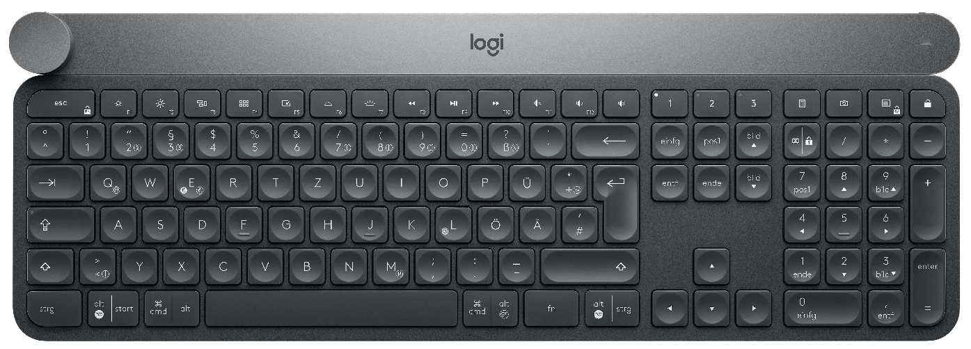 Logitech Craft Advanced keyboard with creative input dial tastiera Universale RF senza fili + Bluetooth QWERTZ Tedesco Nero, Grigio