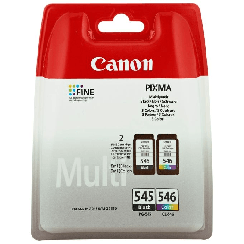 Canon Hv Pg-545-cl-546 Multipack W-o Sec Value Pack Black and Colour Ctdgs Canon Cartucce d'inchiostro Multipack PG-545 BK / Cl-546 C/M/Y