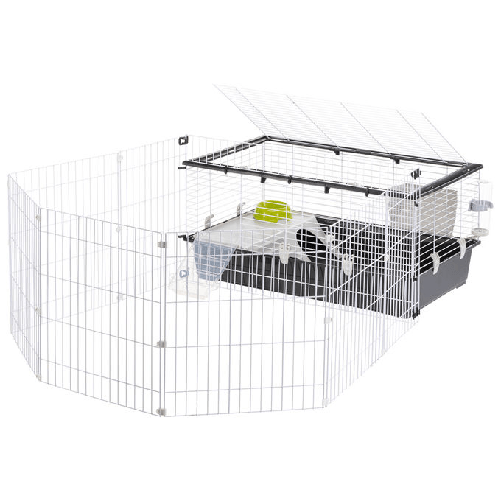 Ferplast Gabbia per Conigli PARKHOME 100, Porcellino d'india, con Recinto per Conigli Animali Domestici, Casetta per Conigli e Abbeveratoio, 95 x 177,