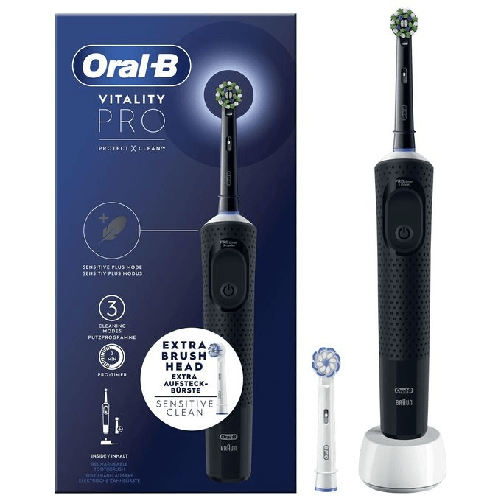 Braun Oral-B Vitality Spazzolino Elettrico Ricaricabile Pro Nero, 2 testine Oral-B Vitality Spazzolino Elettrico Ricaricabile Pro Nero, 2 testine