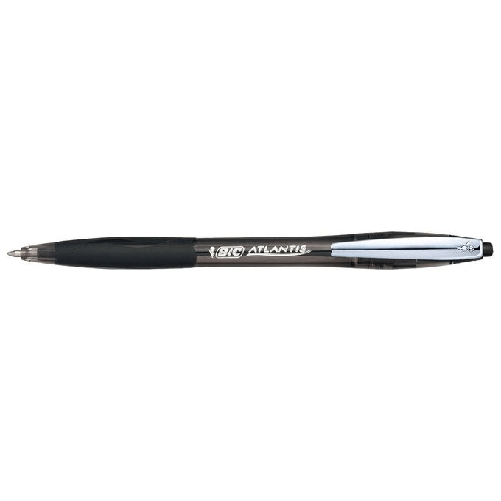 BIC Atlantis Soft Nero Penna a sfera retrattile a clip Medio 12 pz