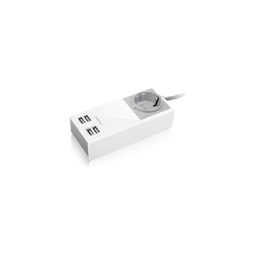 Macally Caricabatterie da muro multiplo con 4 porte USB per Smartphone e Tablet con 2 porte da 2,4Ah e 2 porte da 1Ah Macally Unistrip2 Universale Gri