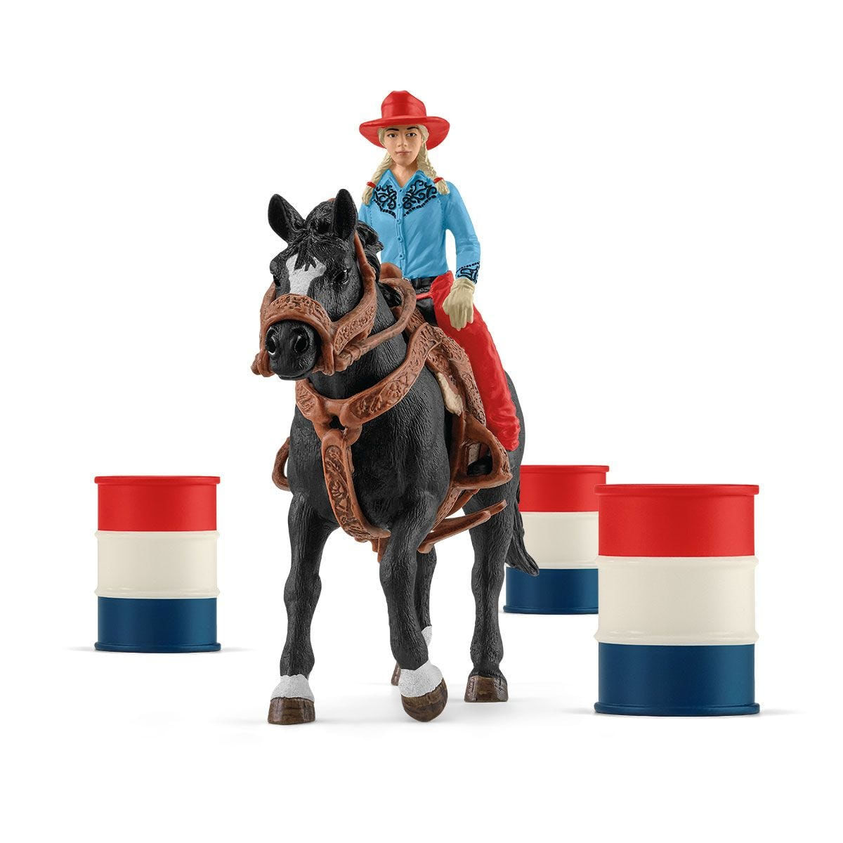 Schleich FARM WORLD Cowgirl Barrel Racing Fun (SCHLEICH Farm World Cowgirl Barrel Racing Fun Toy Playset 3 to 8 Years Mu schleich Cowgirl Barrel Racin