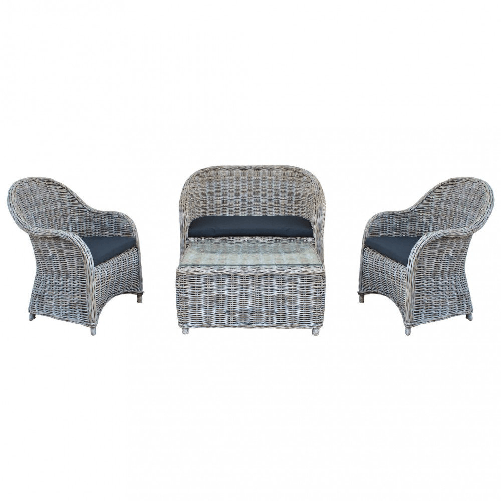 Salotto da Giardino con cuscini 4 posti in Rattan naturale - HARMON