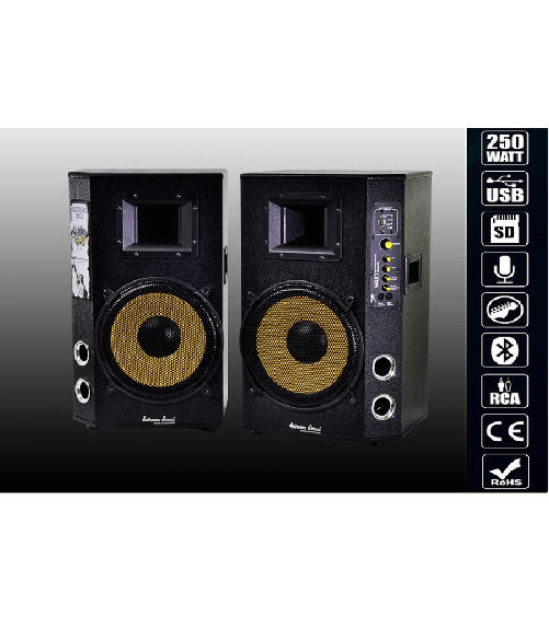 Coppia Casse Audio Usb Bluetooth Per Karaoke Dj Extreme Sound Maxtech Cx-2s10u-b -
