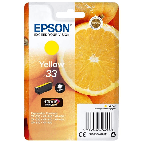 EPSON Epson - Cartuccia ink - 33 - Giallo - C13T33444012 - 6,4ml Epson Oranges Cartuccia Giallo T33 Claria Premium
