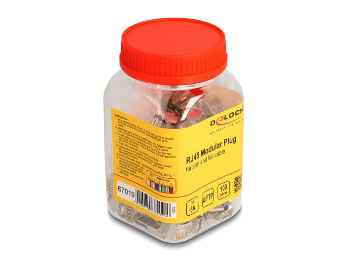 DeLOCK Spina modulare RJ45 Cat.6A per cavo sottile e piatto set da 100 pezzi