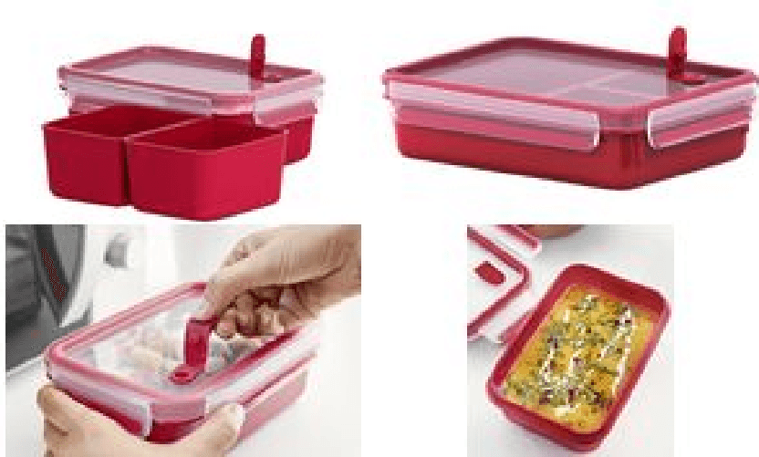 Emsa Contenitore per microonde Emsa contenitore per il pranzo con inserti 12 litri EMSA Clip & Micro Contenitore Microonde con Inserti, Rosso, 1.2L co
