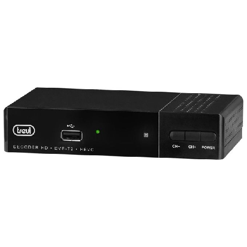 Trevi HE 3377 T2 Decoder Digitale Terrestre DVBT-T2 HD HEVC Trevi HE 3377 T2 Terrestre Full HD Nero