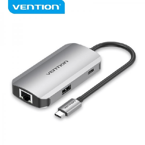 Vention HUB USB-C 5 in 1 a 3xUSB3.0/RJ45/PD100W - 015 m - Grigio