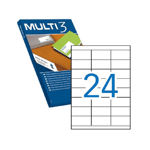 Multi3 confezione da 2.400 etichette bianche bordi dritti dimensioni 700 x 350 mm con adesivo permanente per molteplici usi