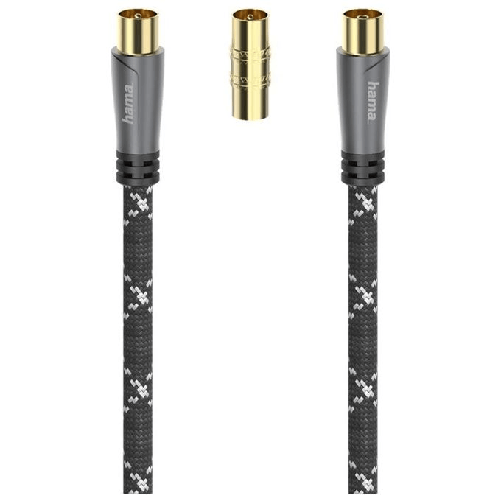 Hama Cavo antenna M/F con adattatore M/M, 3 metri, 120 dB, TPE, connettori dorati, ferrite, nero Hama Cavo Antenna M-F con Adattatore M-M 120Db Tpe Co