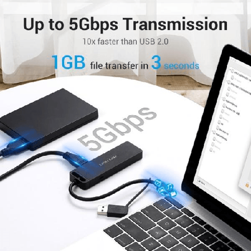 HUB Vention 6 in 1 da USB 3.0 a USB 3.0x3/TF/SD/Micro-B - 0,15 m Specifiche: -Lunghezza: 15 cm -Interfaccia connettore: