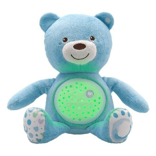 Chicco Morbido Pupazzo Proiettore con Spettacolari Effetti Luminosi e Rilassanti Melodie: 100% Soffice e da Coccolare Chicco Baby Bear Blu