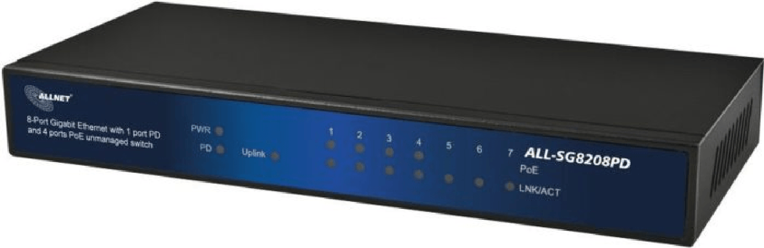 ALLNET Desktop-PoE-Switch PoE POWERED DEVICE Switch kann ber PoE (IEEE802.3at High Power 25W /IEEE802