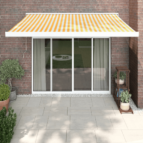 Tenda Retrattile Gialla e Bianca 3,5x2,5 m Tessuto e Alluminio