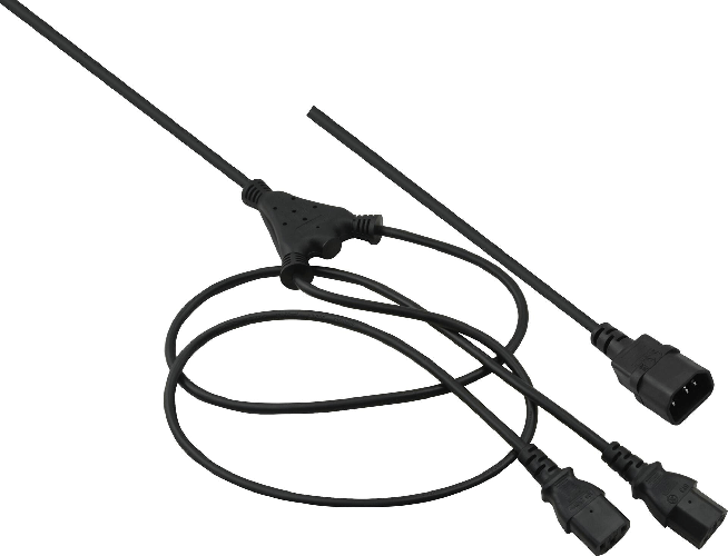 Cavo di prolunga a Y per dispositivo freddo Helos, 2 x C13 a C14, nero, 2,0 m