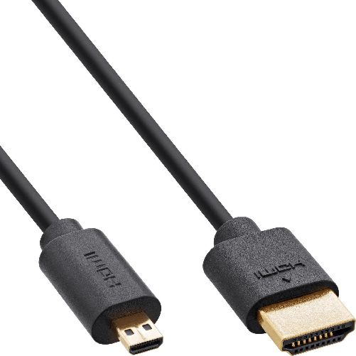 InLine 17955D HDMI-Kabel 0,5 m HDMI Typ A (Standard) HDMI Typ D (Mikrofon) Schwarz (17955D) InLine Cavo HDMI sottile ad altissima velocit - 8K4K - A