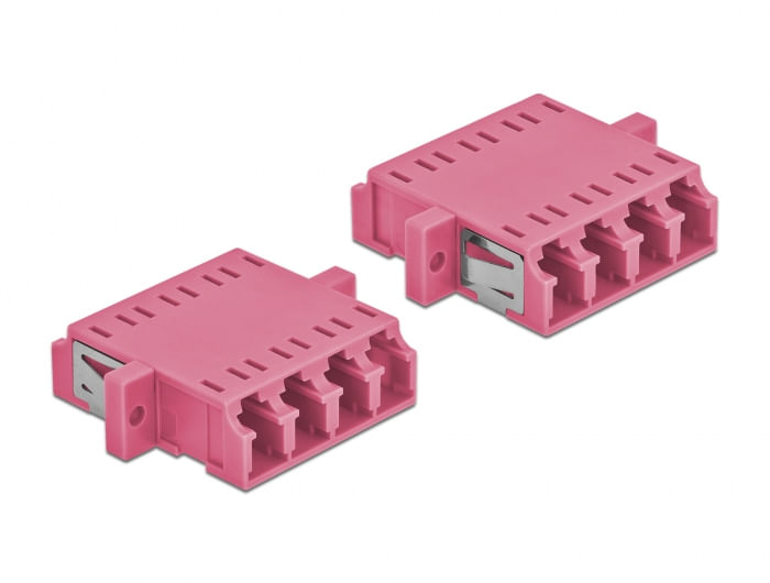 DeLOCK - Accoppiatore di rete - LC Multi-Mode (W) a LC Multi-Mode (W) - fibra ottica - OM4 - viola (confezione da 2) (86 DeLOCK Accoppiatore in fibra