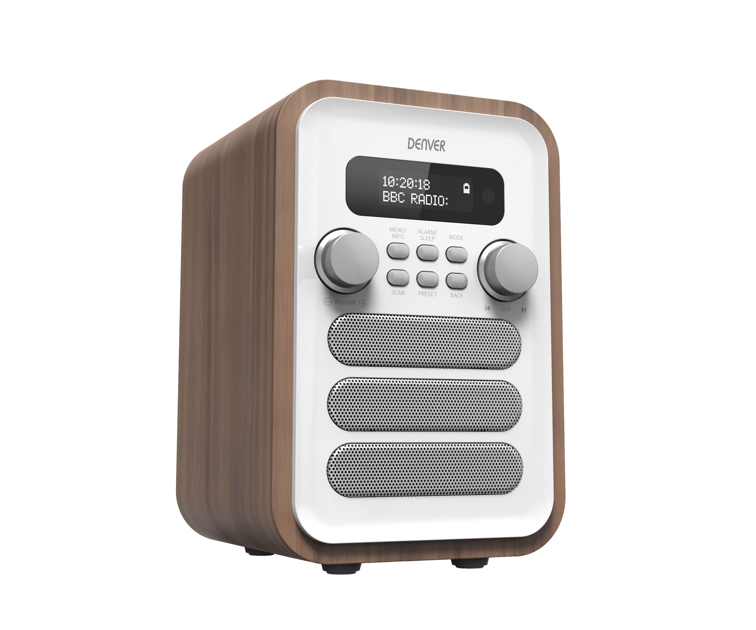 Denver DAB-48WHITE radio Personale Digitale Bianco, Legno