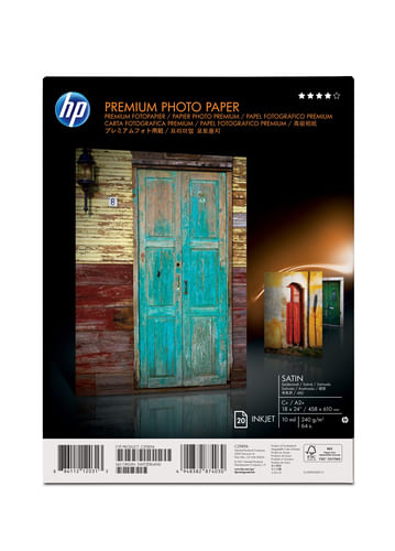 Zebra HP Premium Satin 20 sht/A2/458 x 610 mm (18 x 24 in) carta fotografica Bianco Satinata HP Premium Satin 20 sht/A2+/458 x 610 mm (18 x 24 in) Bia