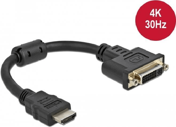 DeLOCK 65206 cavo e adattatore video 02 m HDMI tipo A Standard DVI-D Nero (Adapter HDMI male to DVI 245 - female 4K 30 H DeLOCK Adattatore HDMI maschi