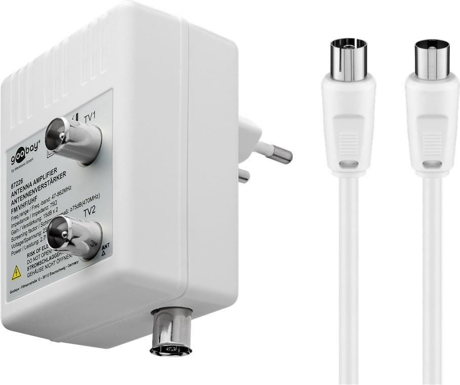 Goobay 67226 amplificatore di segnale TV 47 - 862 MHz (Goobay Universal Power Supply 3V-12V 18W 1.5A) Goobay 67226 amplificatore di segnale TV 47 - 86