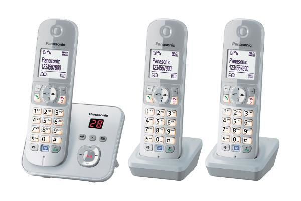 Panasonic KX-TG6823 Telefono DECT Identificatore di chiamata Argento, Bianco