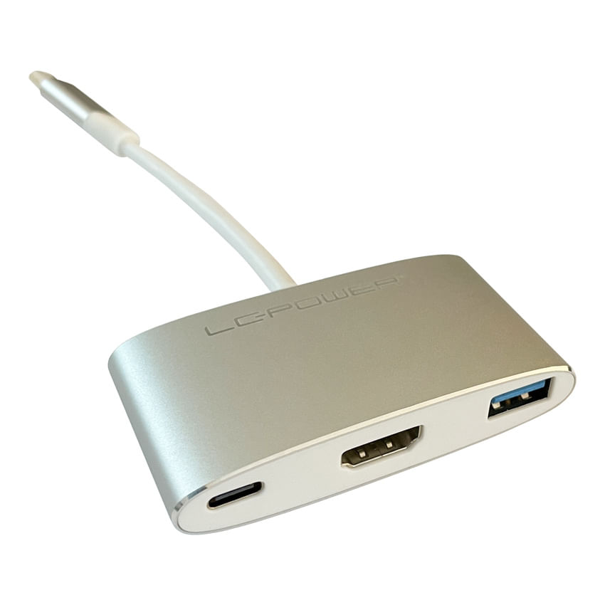 LC-Power LC-HUB-C-MULTI-4 replicatore di porte e docking station per laptop USB 3.2 Gen 1 (3.1 Gen 1) Type-C Argento, Bianco