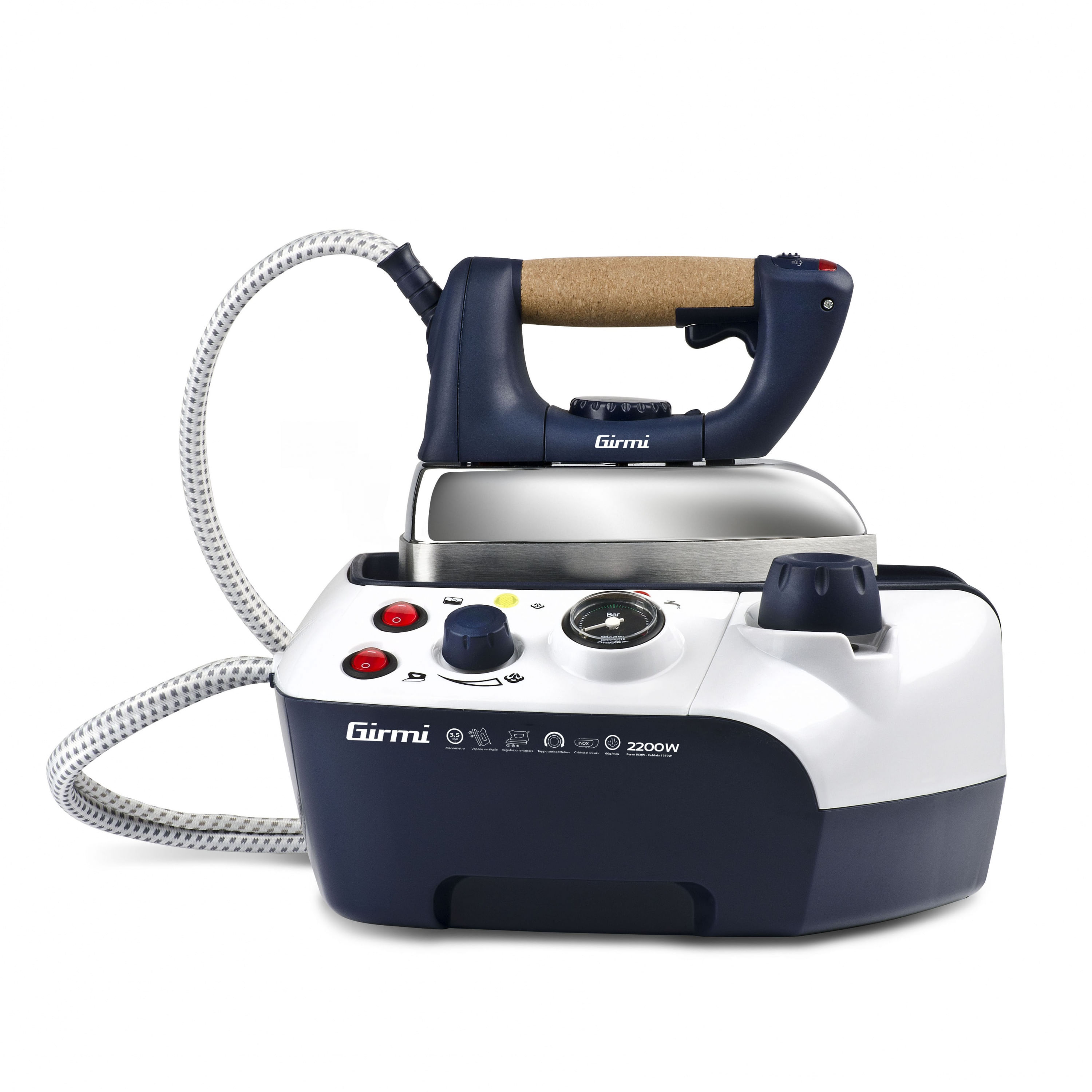 Girmi SS65 Ferro da Stiro Caldaia 2200W 60 g-min Bianco Blu Girmi SS65 850 W 1 L Blu, Acciaio inox, Bianco