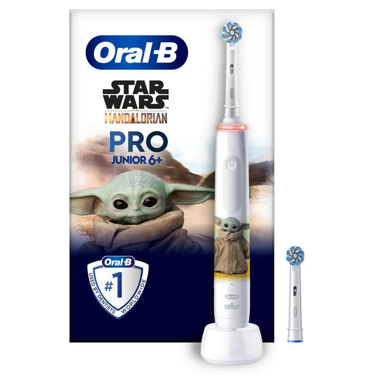Braun Oral-B Spazzolino Elettrico Ricaricabile Pro Junior Star Wars Baby Yoda 2 Testine da 6 Anni in Su Oral-B PRO 14876674 spazzolino elettrico Bambi
