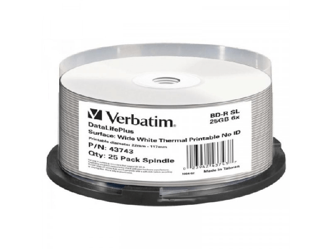 Verbatim DataLifePlus BD-R 25 GB 25 pz (Verbatim BD-R 25GB 2x 25 pack W/W T/P)