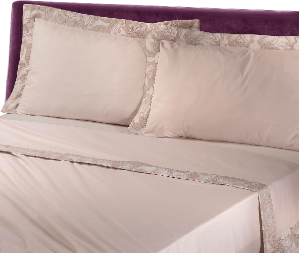 FIRENZE COLLEZIONE MON AMOUR ELEGANTE COMPLETO LENZUOLA MATRIMONIALE MISURA MAXI IN COTONE COLORE ROSA