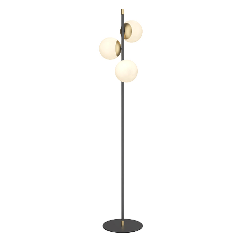 Maytoni Piantana Contemporanea Nostalgia Metallo Oro Opaco 3 Luci Diffusori Bianchi Maytoni MOD048FL-03G illuminazione da pavimento E14