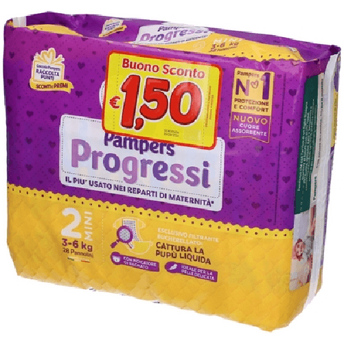 Pampers Progressi 2 3-6 Kg. 28 Pezzipannolini