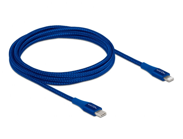 DeLOCK Cavo dati e cavo di ricarica USB Type-C per Lightning per iPhone, iPad e iPod da blu 2 m MFi