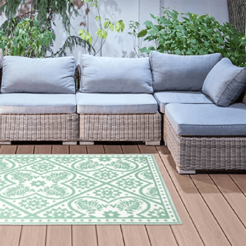 Esschert Design Tappeto da Esterno 182x122 cm a Tessere Verde e Bianco Esschert Design OC37 tappeto per tenda