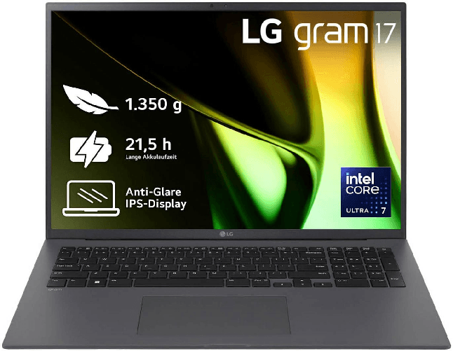 LG Electronics LG Gram 17Z90S-G Intel Core Ultra 7 155H Computer portatile 432 cm (17") WQXGA 32 GB LPDDR5x